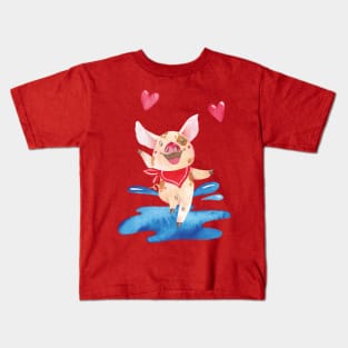 Happy Dancing Pig Kids T-Shirt